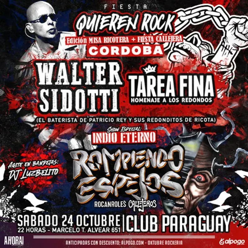 INDIO ETERNO con WALTER SIDOTTI (redondos), EL SOLDADO y TAREA FINA + ROMPIENDO ESPEJOS (Callejeros)