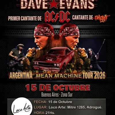 DAVE EVANS 15/10 21hs - Loco Arte Adrogué