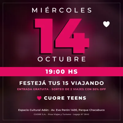 Encuentro Cuore Teens Viajes de 15 y Crucero de 15
