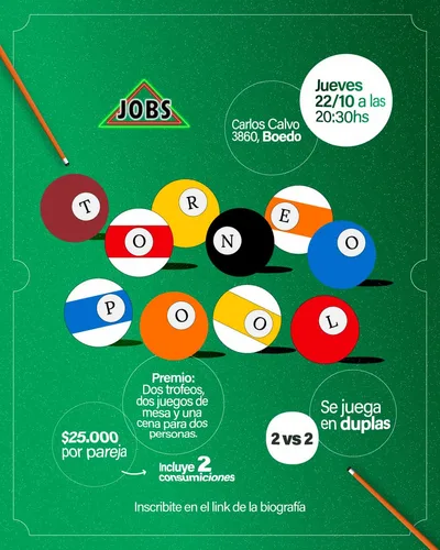 TORNEO DE POOL en JOBS BOEDO