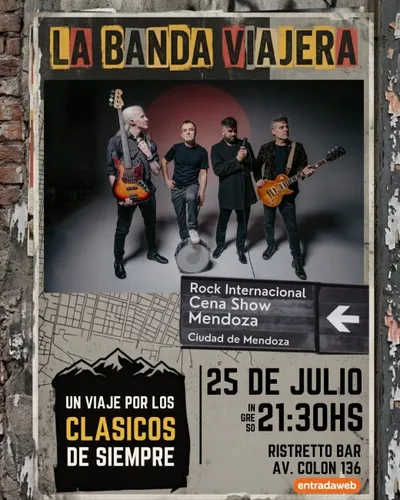 CENA SHOW: UN VIAJE POR LOS CLÁSICOS DE SIEMPRE LA BANDA VIAJERA En Ristretto Bar