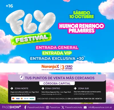 FLY FESTIVAL CORDOBA 10 DE OCTUBRE