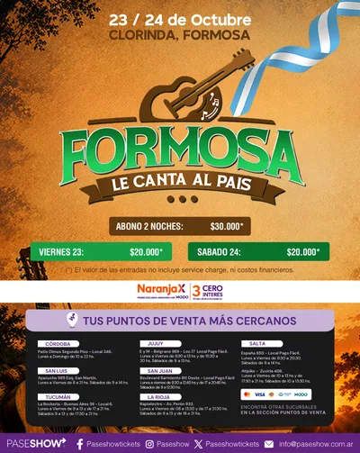 FORMOSA LE CANTA AL PAIS OCTUBRE 2026