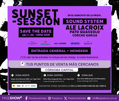SAVE THE DATE SUNSET SESSION 28 NOVIEMBRE