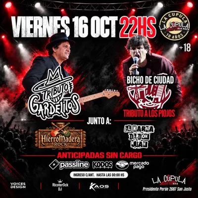 Tributo Gardelitos & Bicho de Ciudad (tributo a Los Piojos) en La Cúpula !